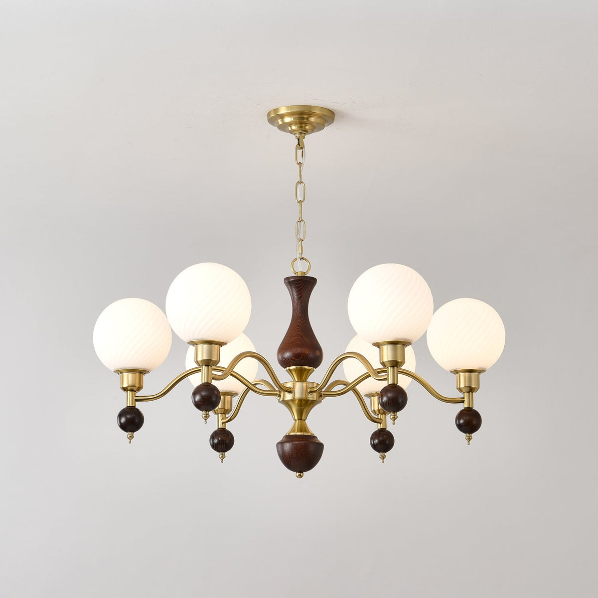 Lustre Bandol en noyer et verre – vue 6