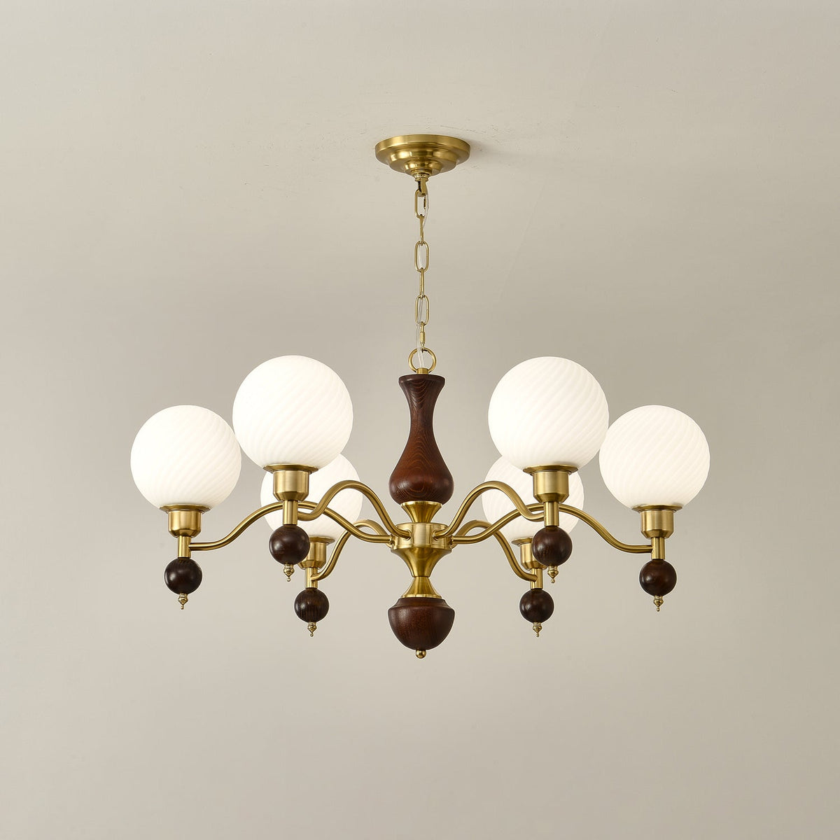 Lustre Bandol en noyer et verre – vue 3