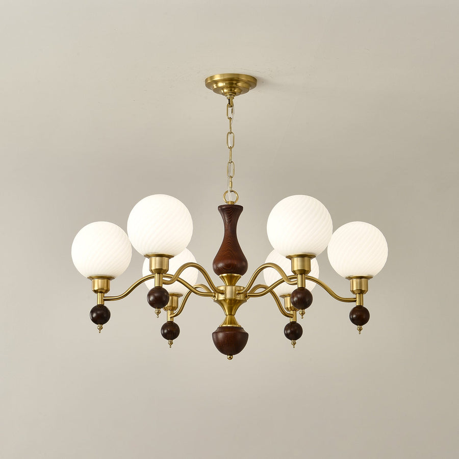 Lustre Bandol en noyer et verre – vue 3