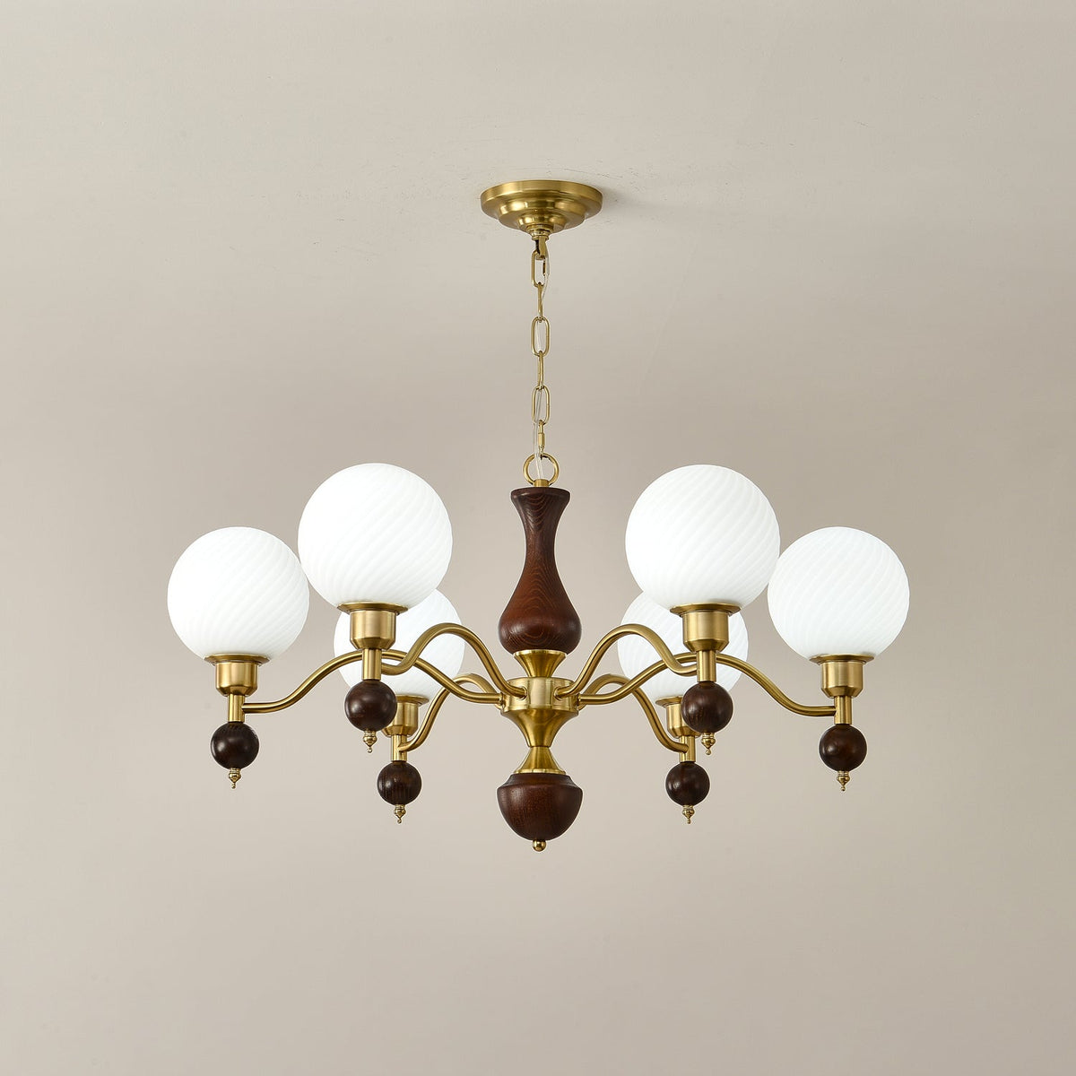 Lustre Bandol en noyer et verre – vue 29