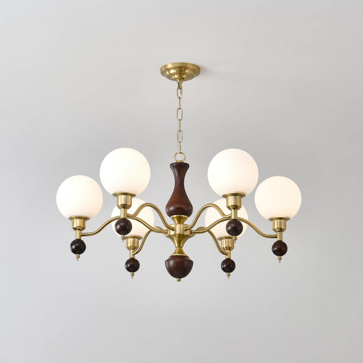 Lustre Bandol en noyer et verre – vue 11