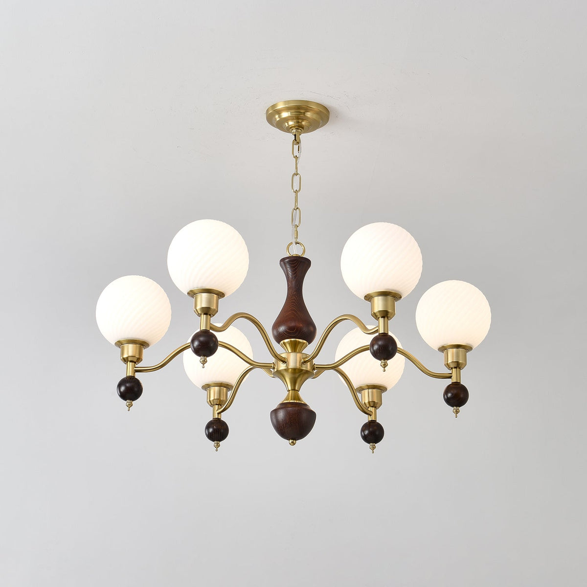 Lustre Bandol en noyer et verre – vue 13