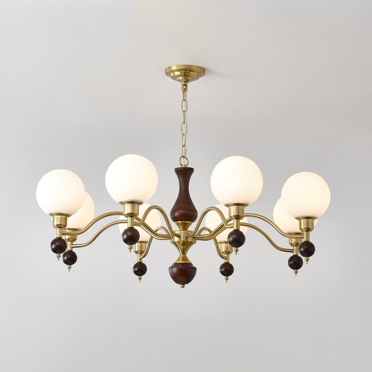 Lustre Bandol en noyer et verre – vue 4