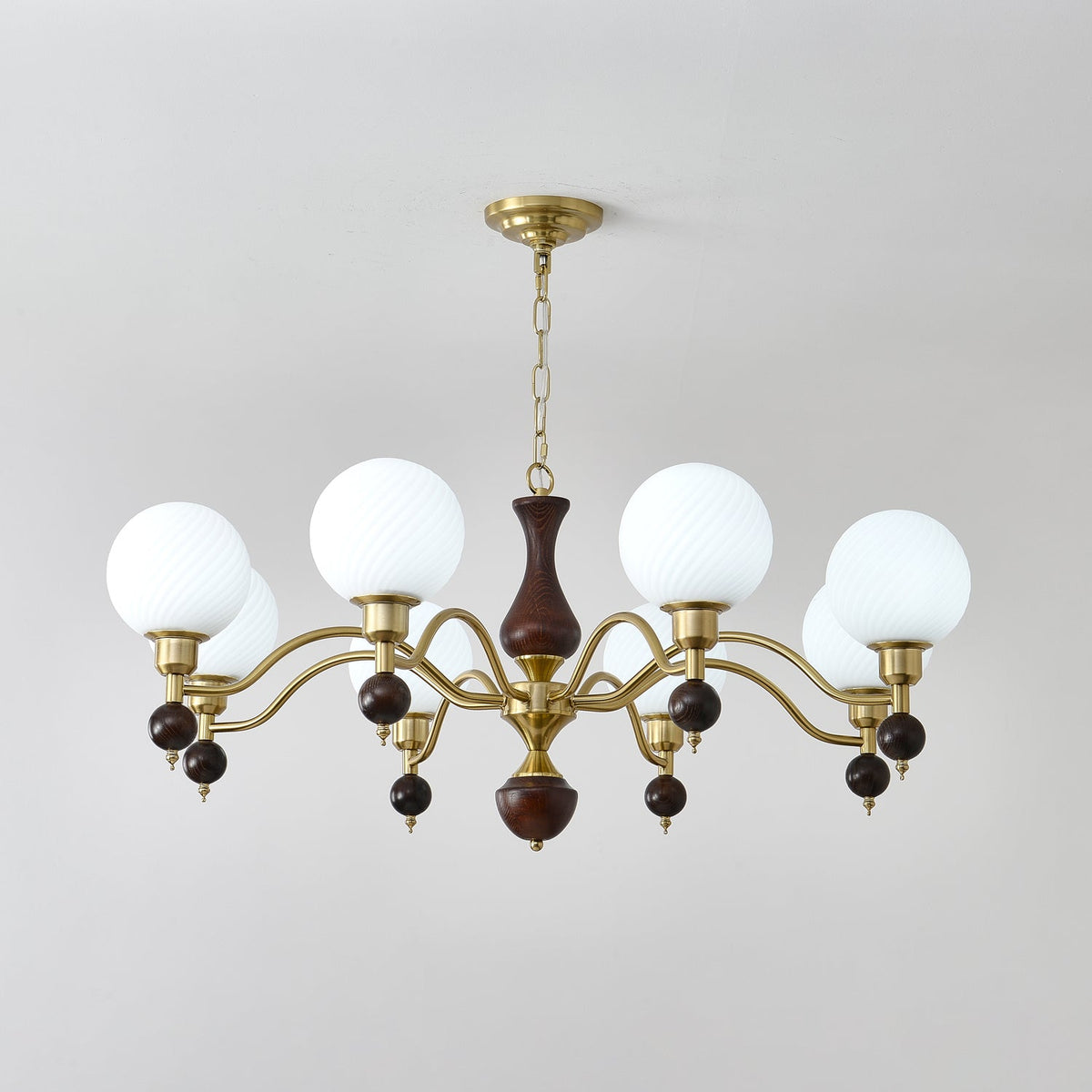 Lustre Bandol en noyer et verre – vue 14