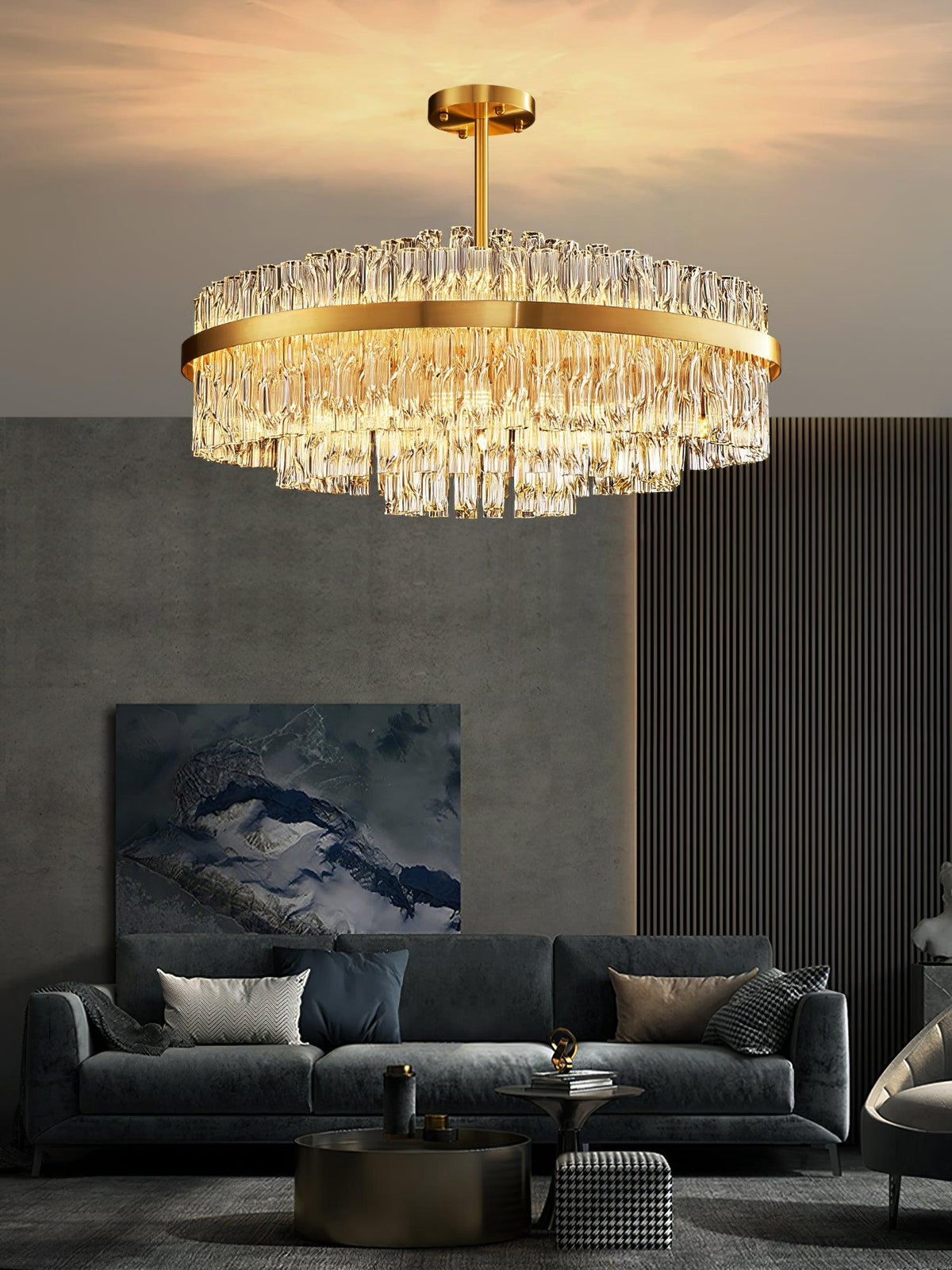 Lustre Hespéride en verre et fer – vue 24