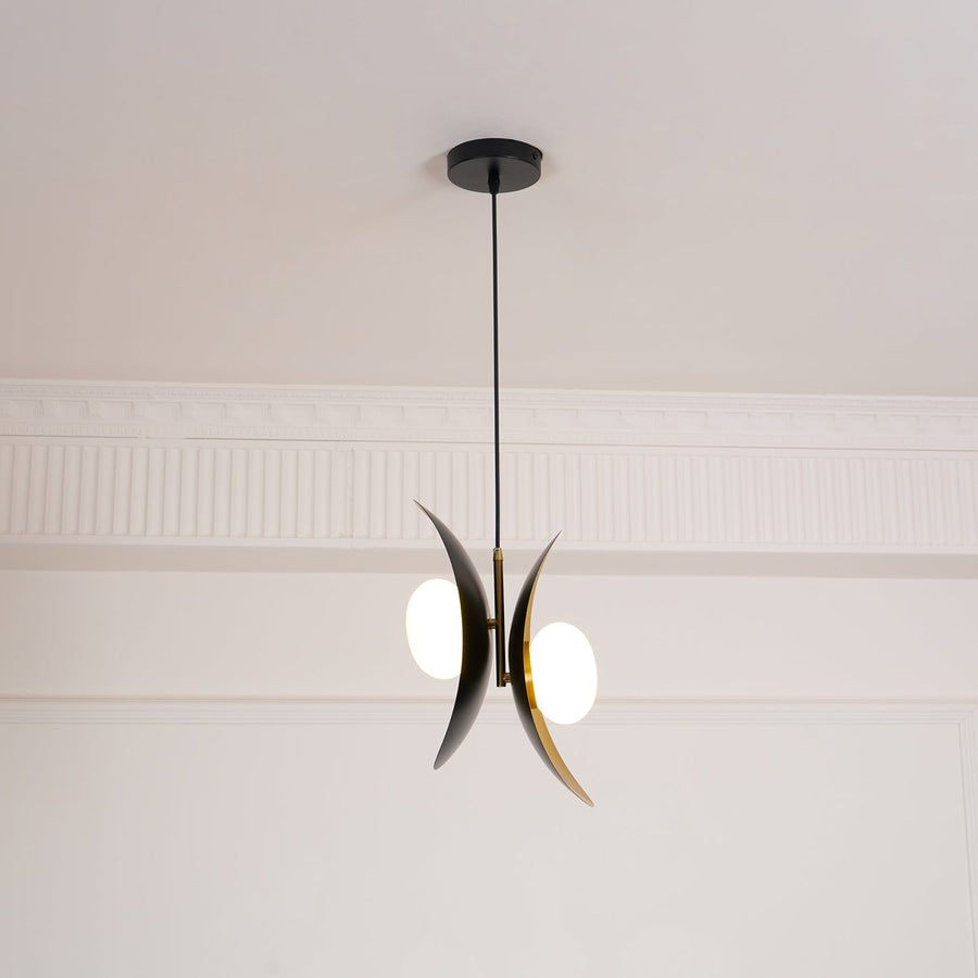 Suspension Manoir en verre et métal – vue 2
