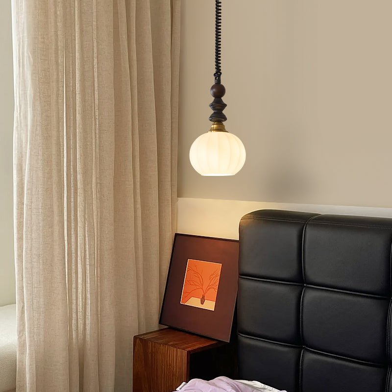 Suspension Margelle en bois et verre – vue 2