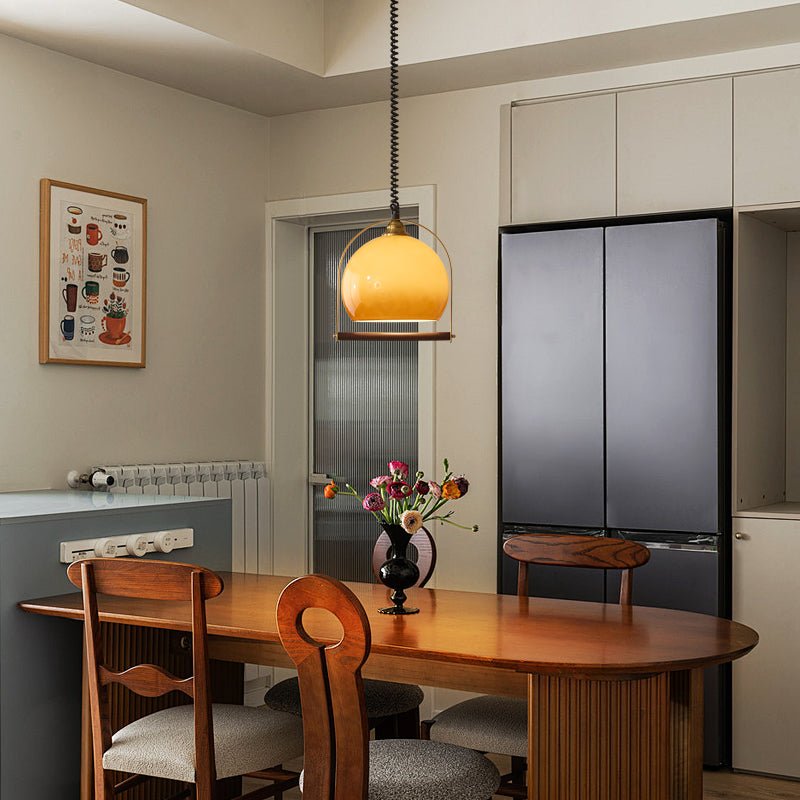 Suspension Margelle en bois et verre – vue 5