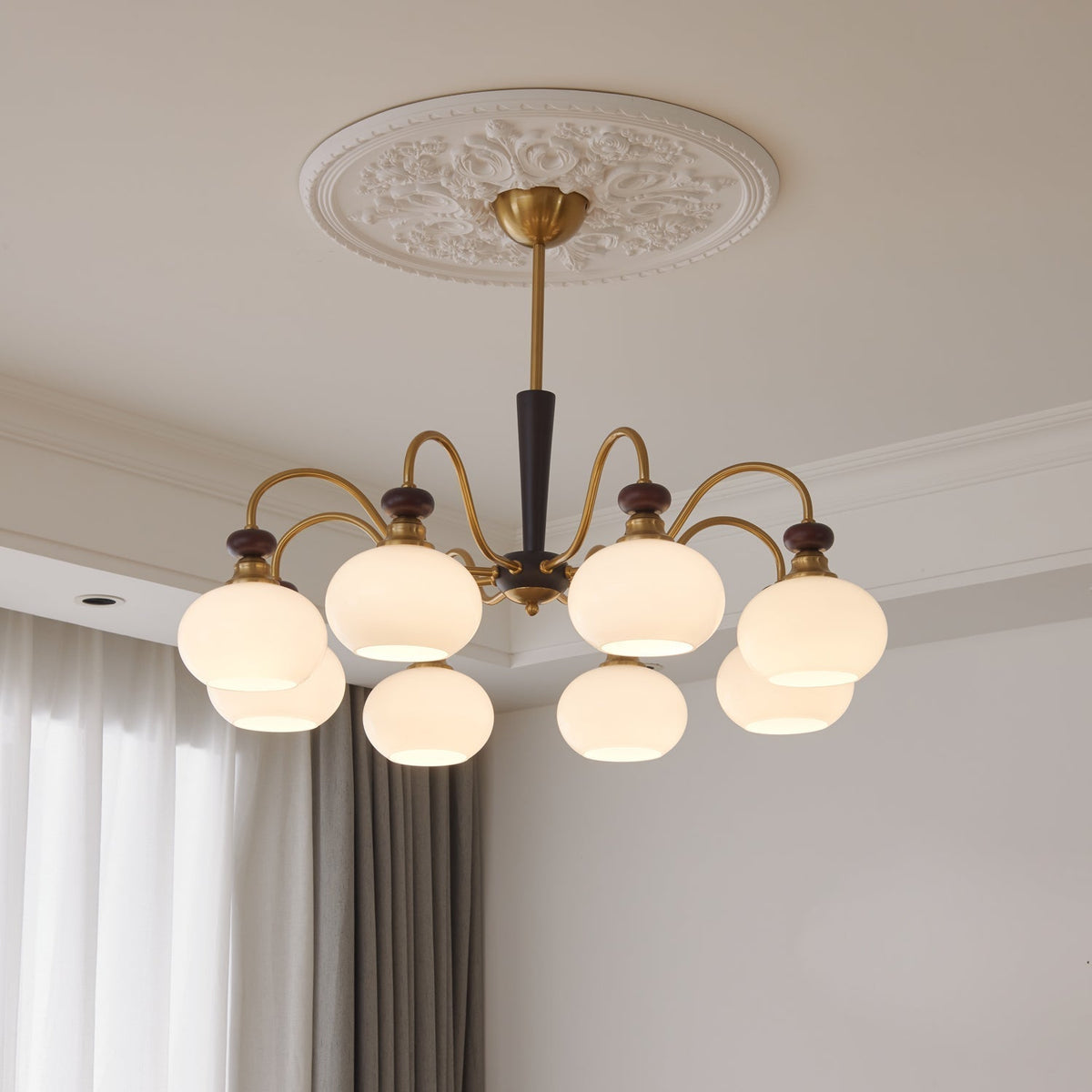 Lustre Hermine en verre et bois – vue 7