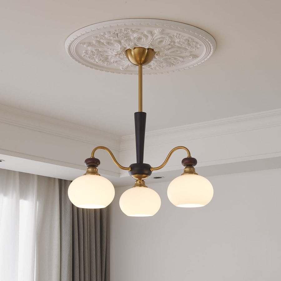 Lustre Hermine en verre et bois – vue 5