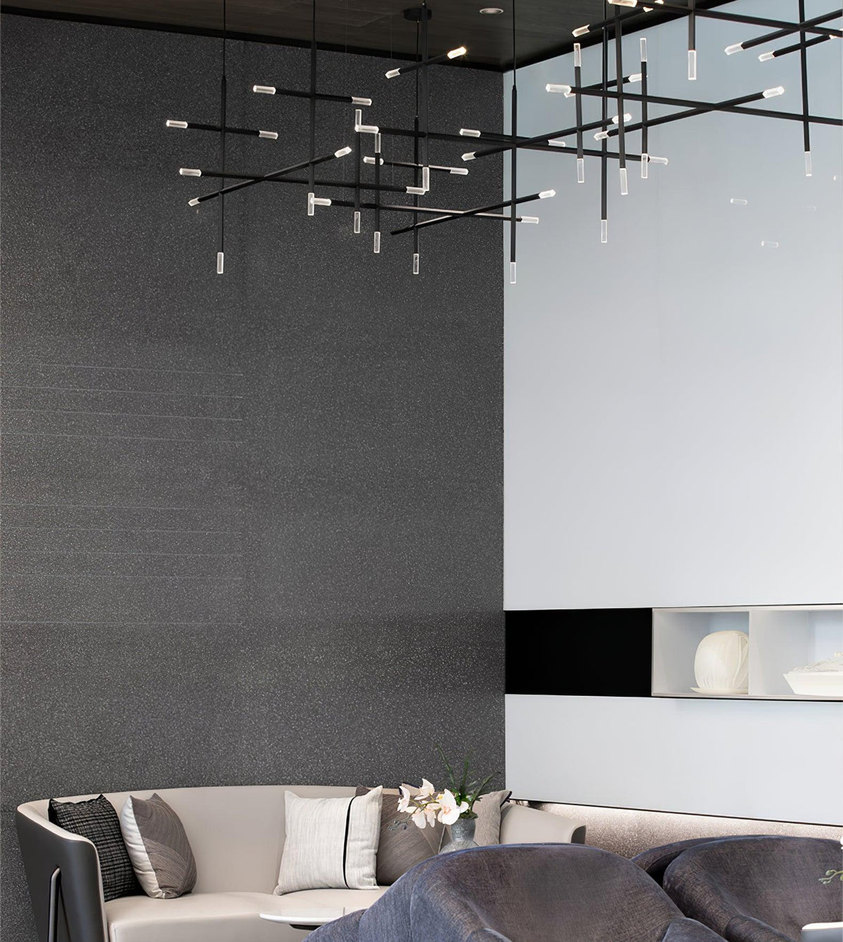 Suspension Renoncule en verre et aluminium – vue 7