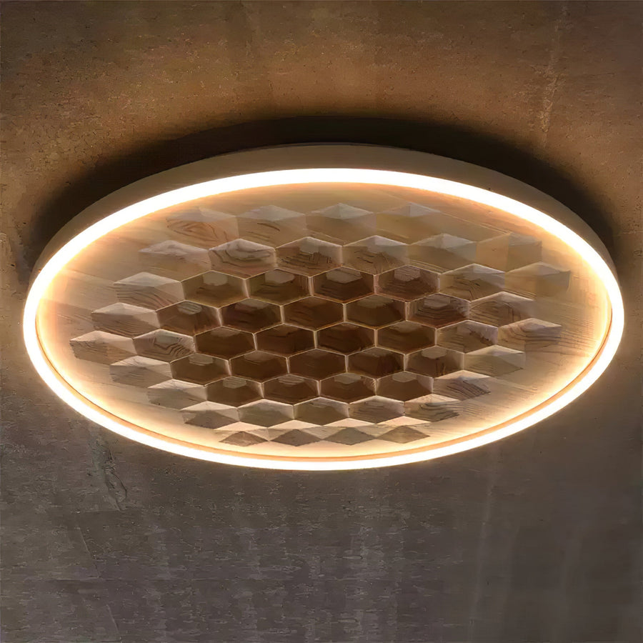 Plafonnier Bréhat en bois et métal – vue 3