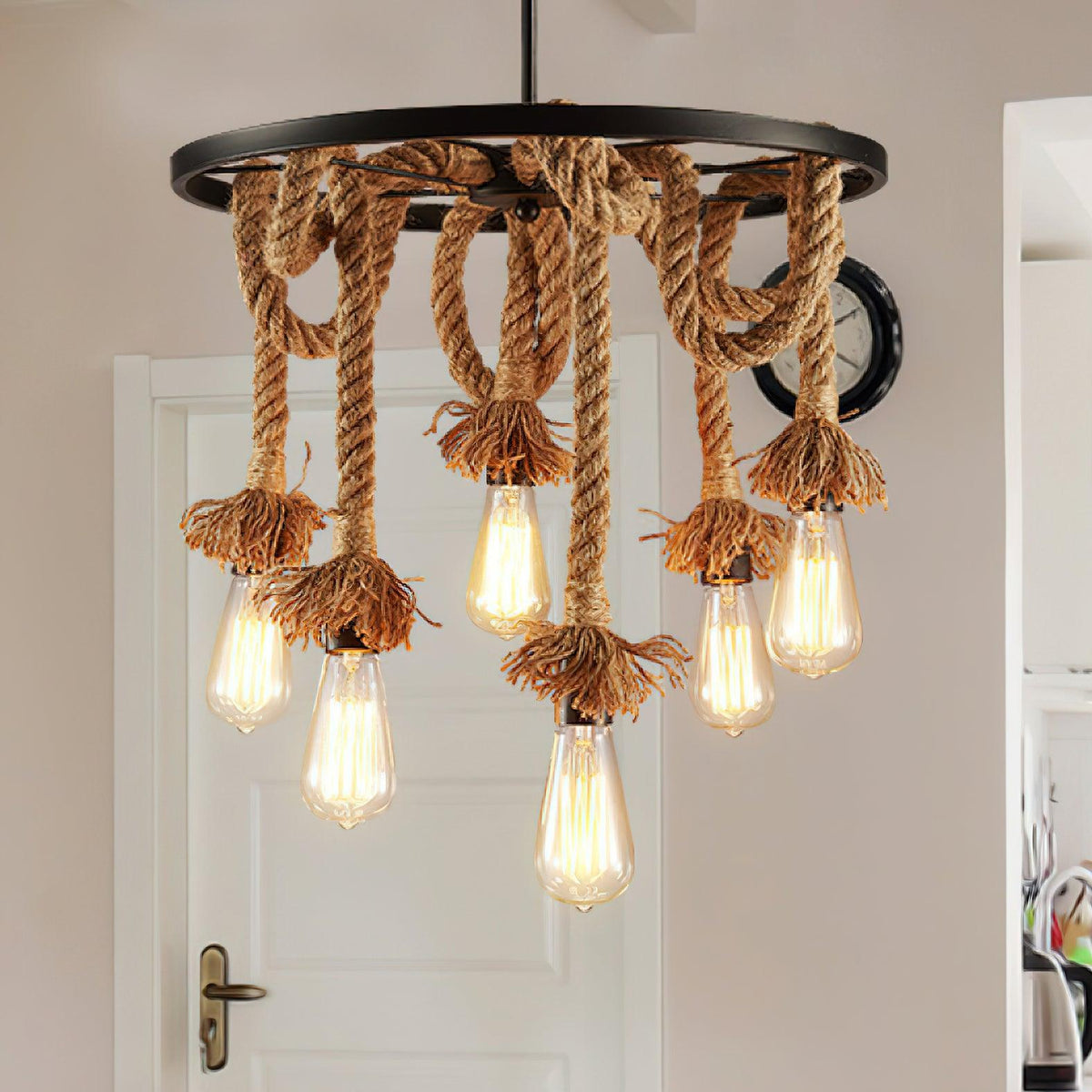 Lustre Suzanne en jute et fer – vue 3