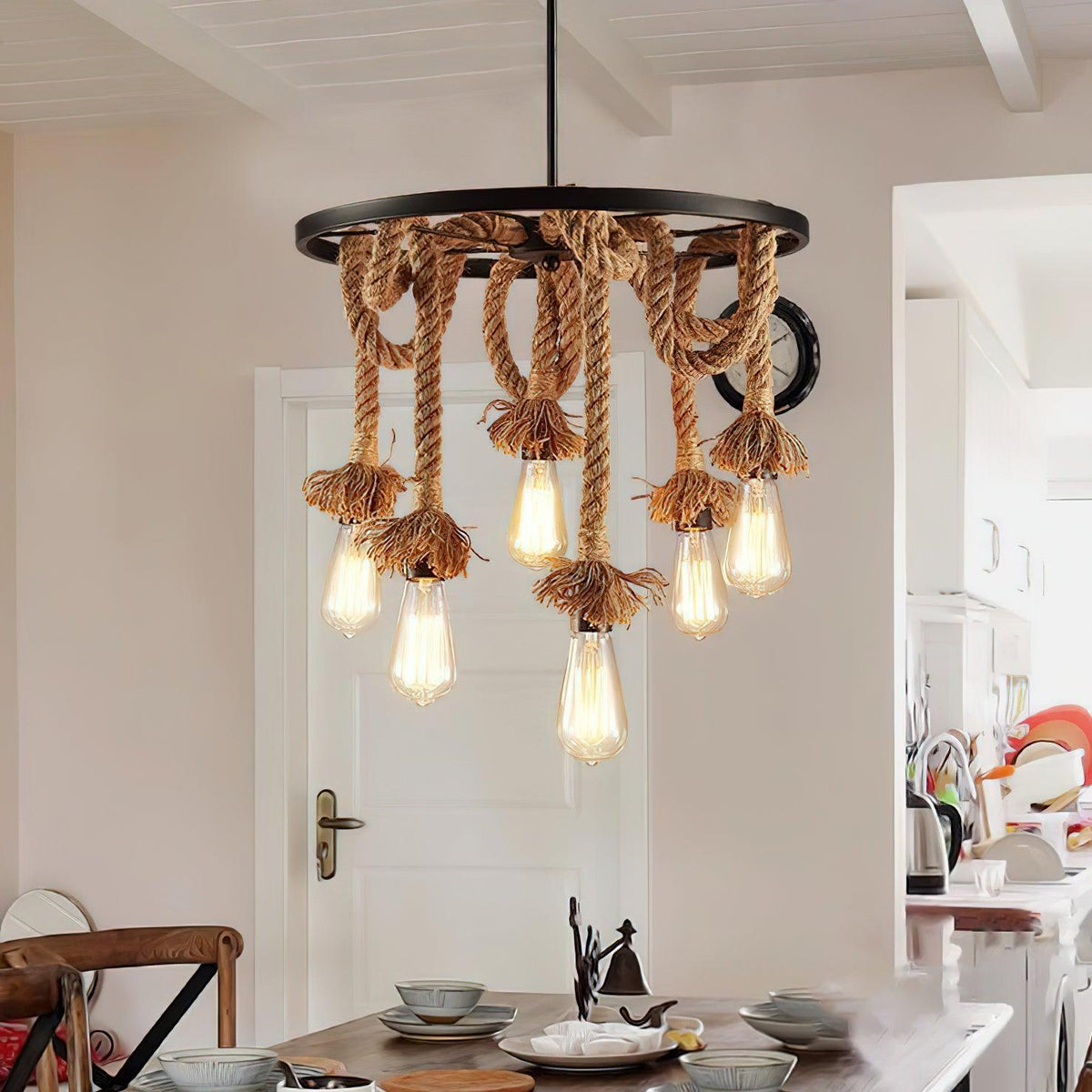 Lustre Suzanne en jute et fer – vue 7