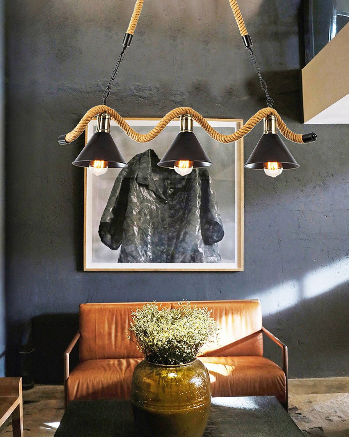 Lustre Clavecin en jute et fer – vue 16