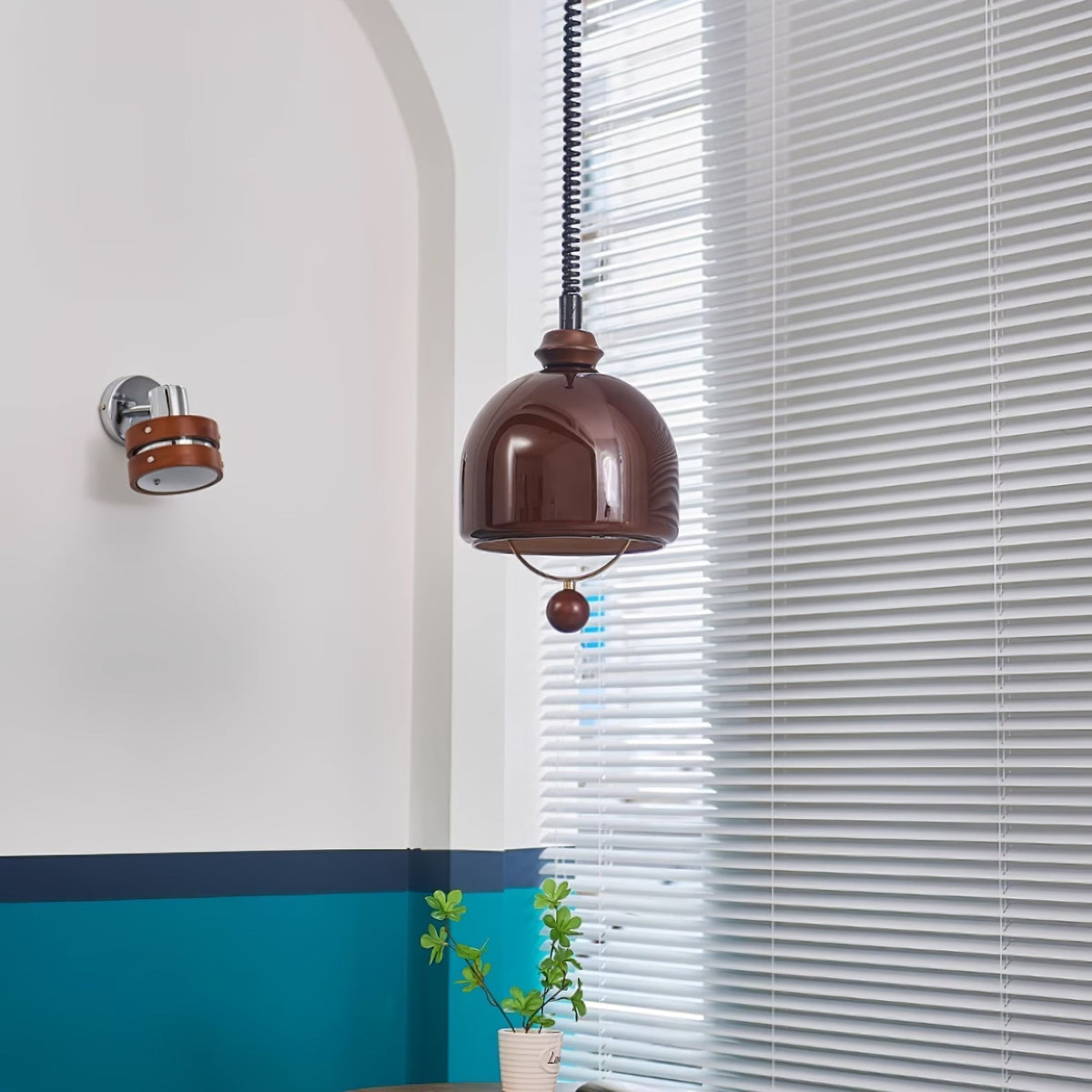 Suspension Topaze en bois et verre – vue 2