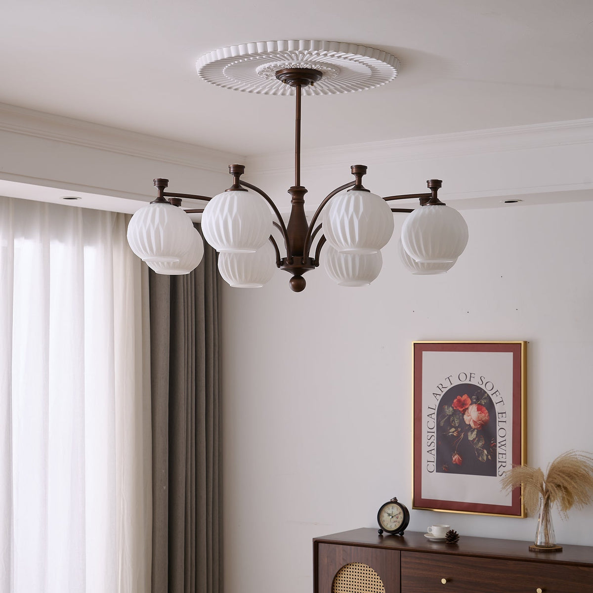 Lustre Menton en verre et métal – vue 18