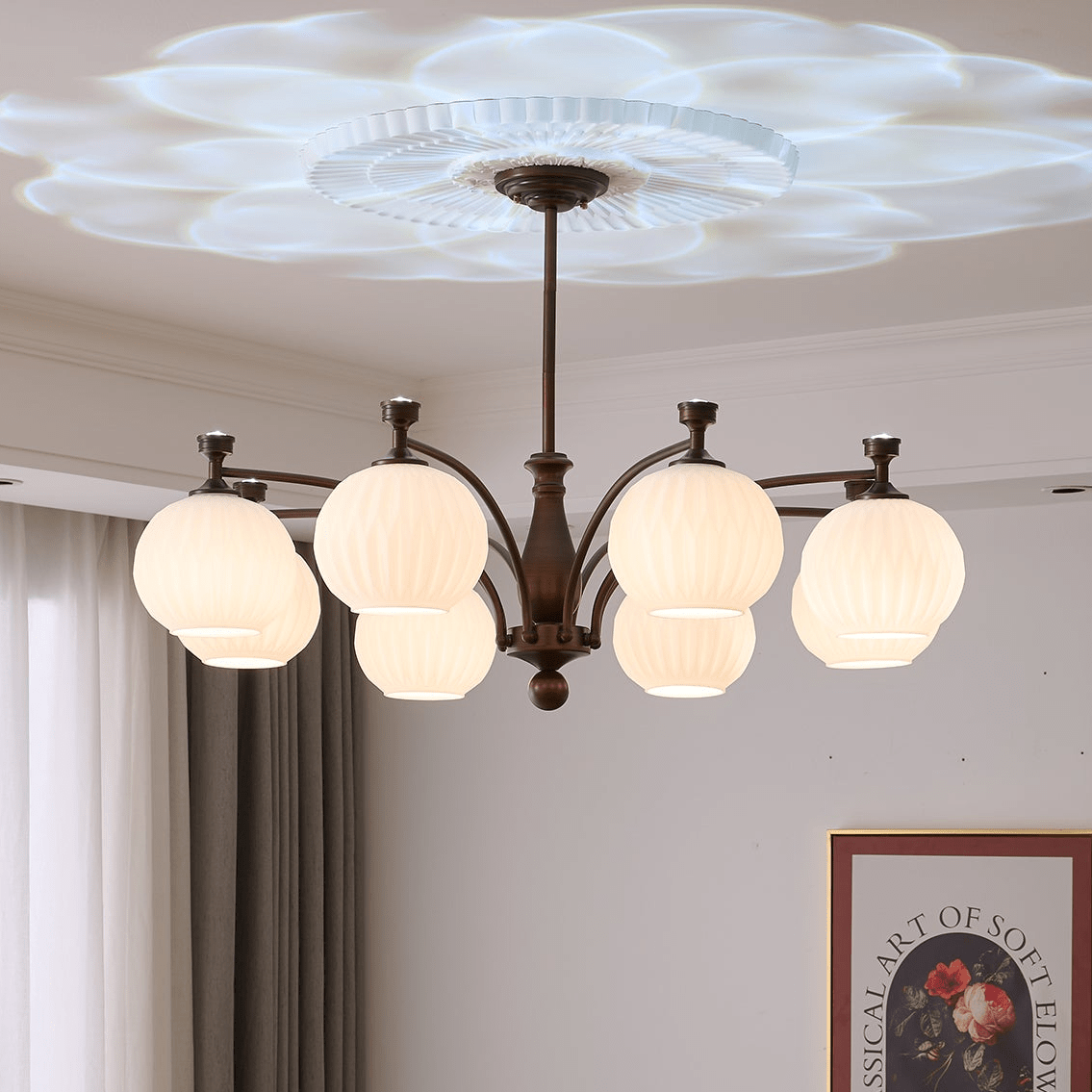 Lustre Menton en verre et métal – vue 4