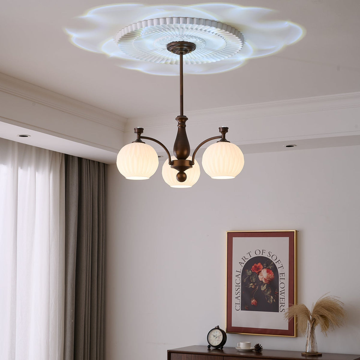 Lustre Menton en verre et métal – vue 2
