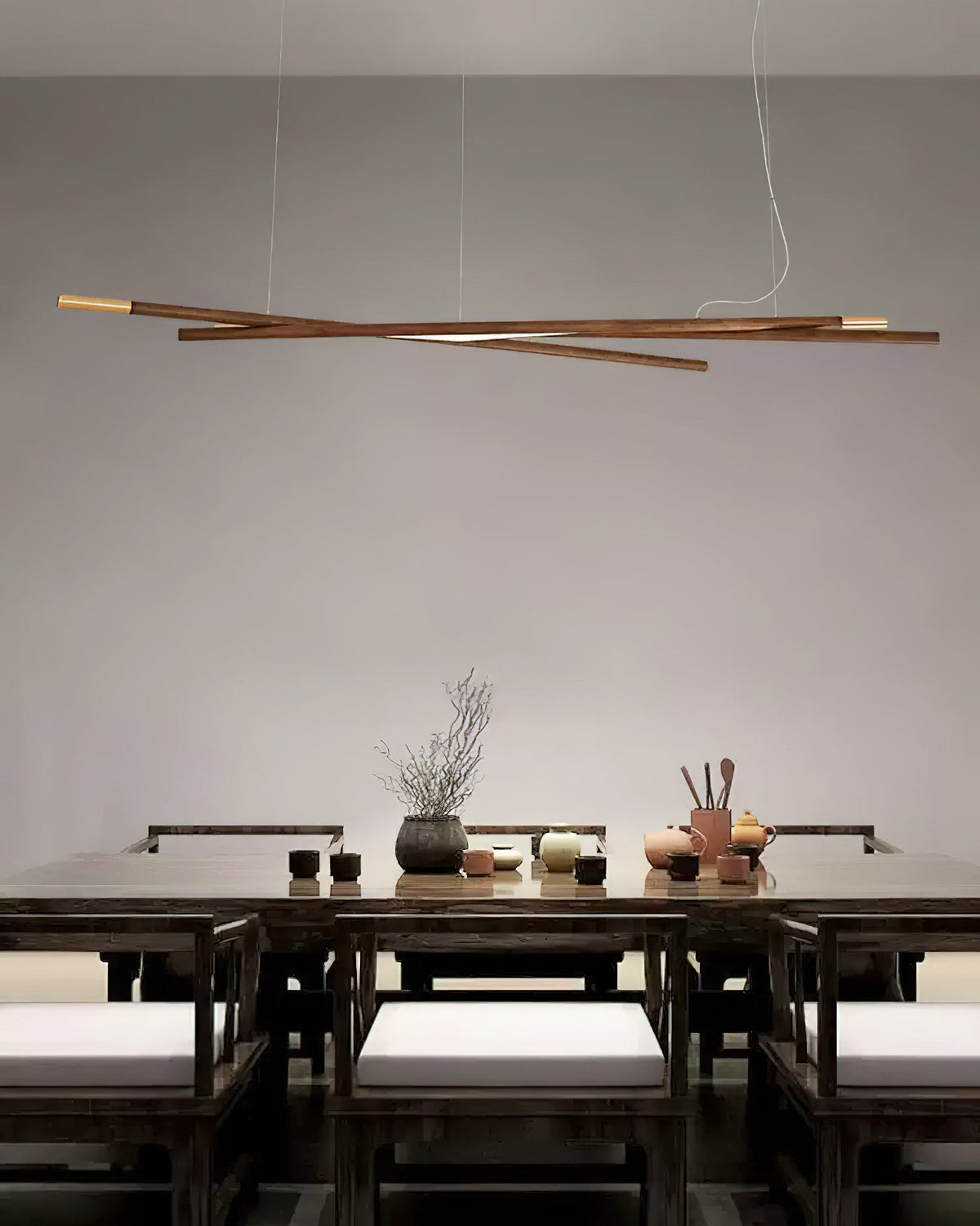 Lustre Saturne en bois et métal – vue 12