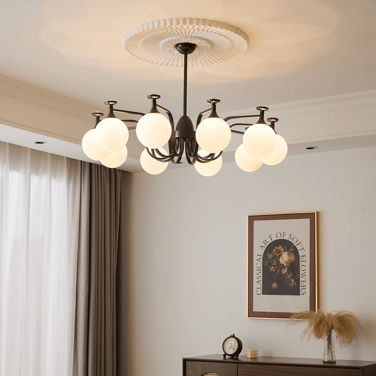 Lustre Guirlande en verre et métal – vue 4
