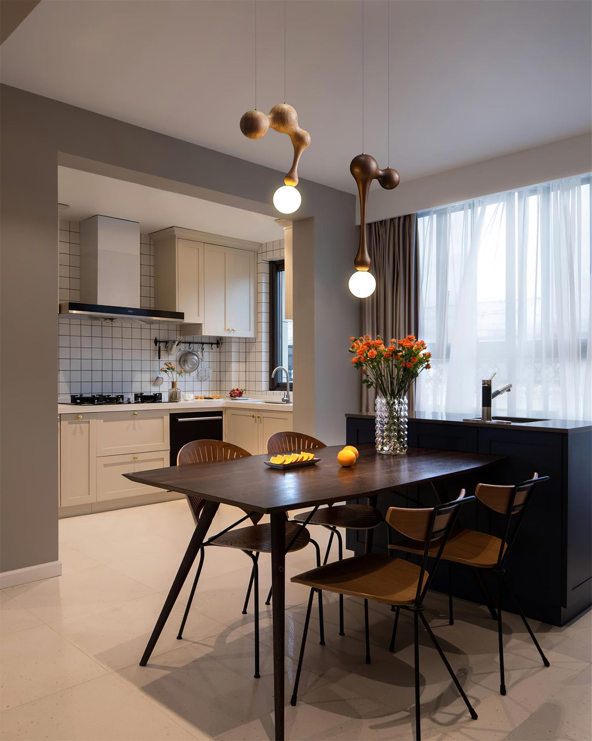 Suspension Mercure en bois et verre – vue 23