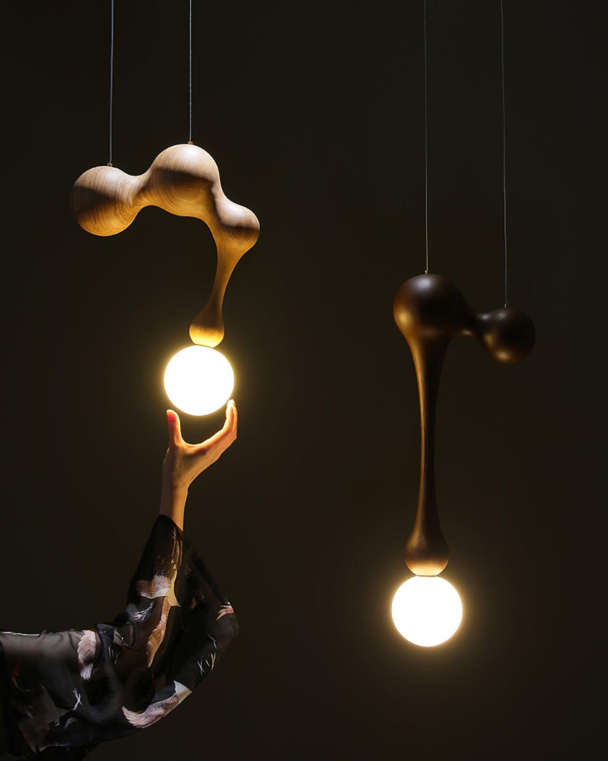 Suspension Mercure en bois et verre – vue 16