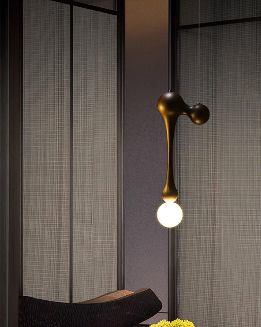 Suspension Mercure en bois et verre – vue 2