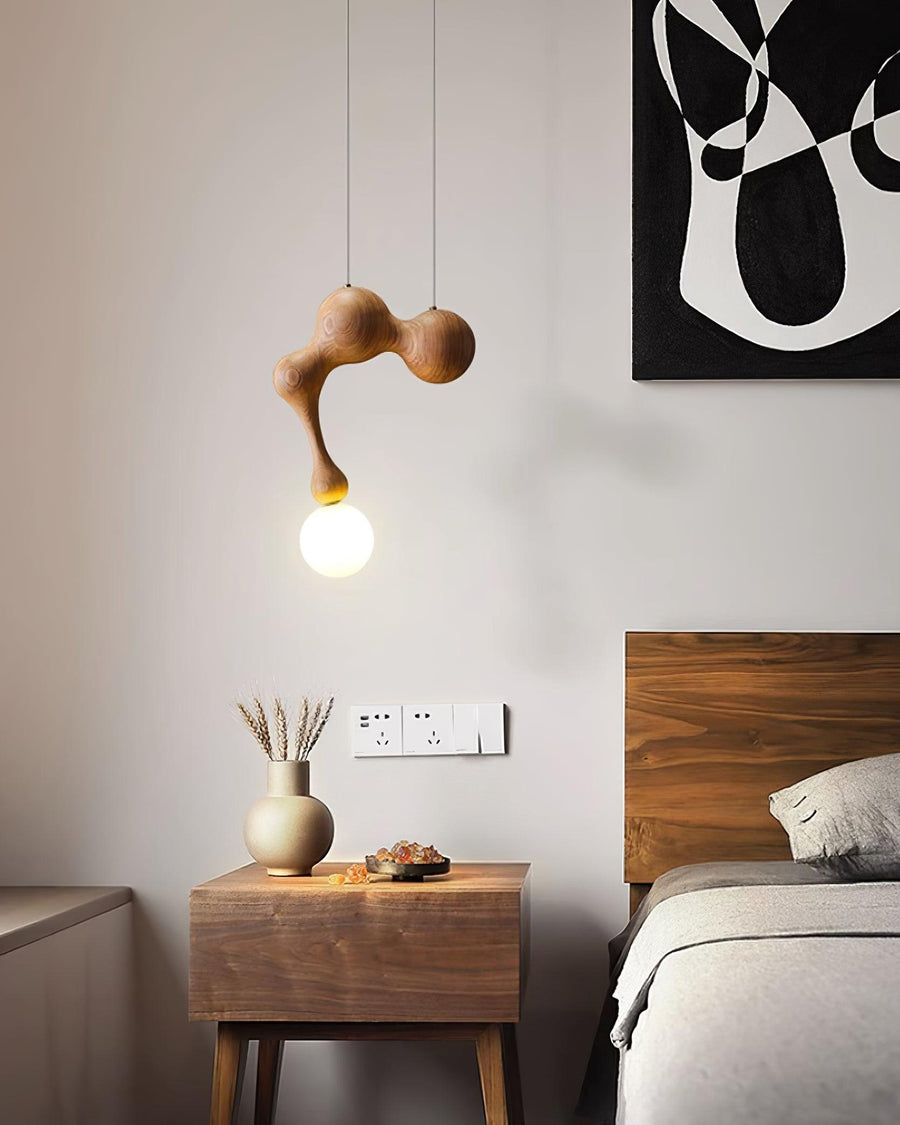 Suspension Mercure en bois et verre – vue 5