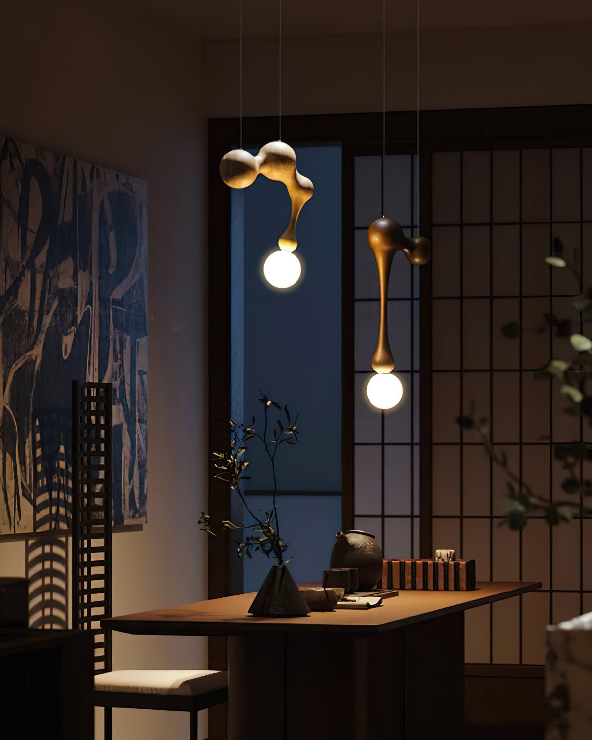 Suspension Mercure en bois et verre – vue 25