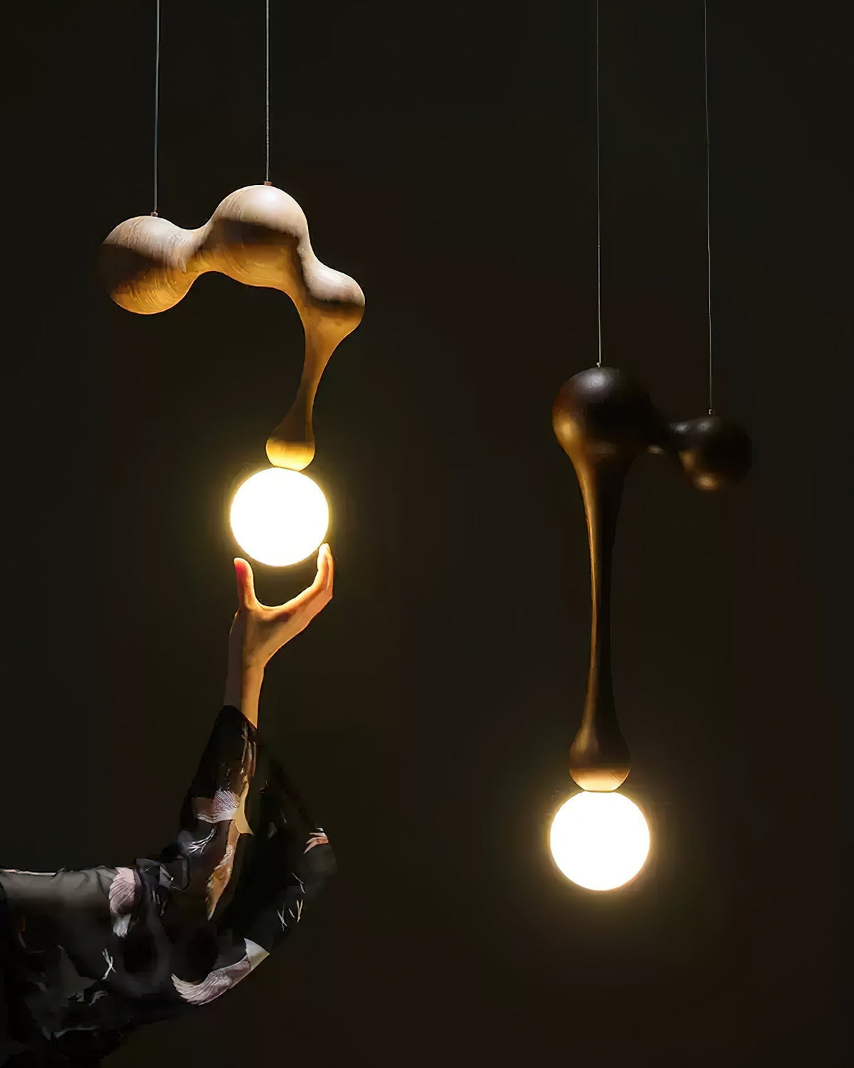 Suspension Mercure en bois et verre – vue 36