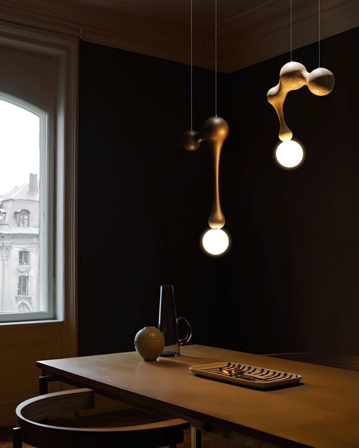 Suspension Mercure en bois et verre – vue 26
