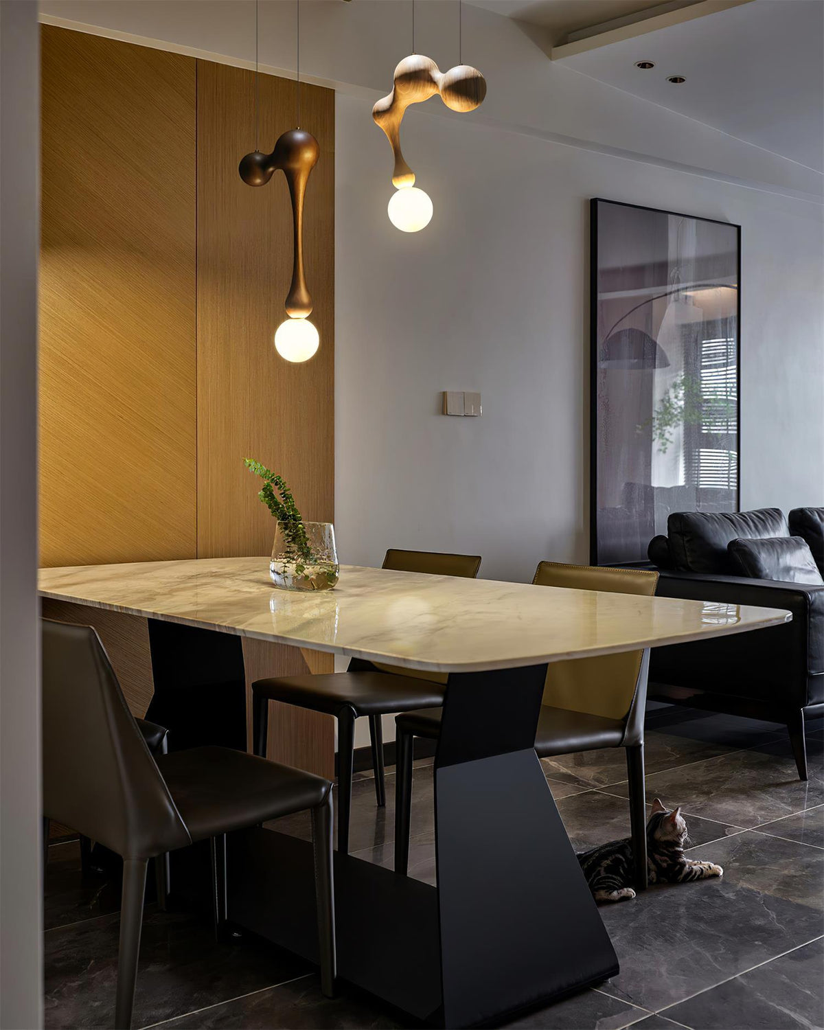 Suspension Mercure en bois et verre – vue 12