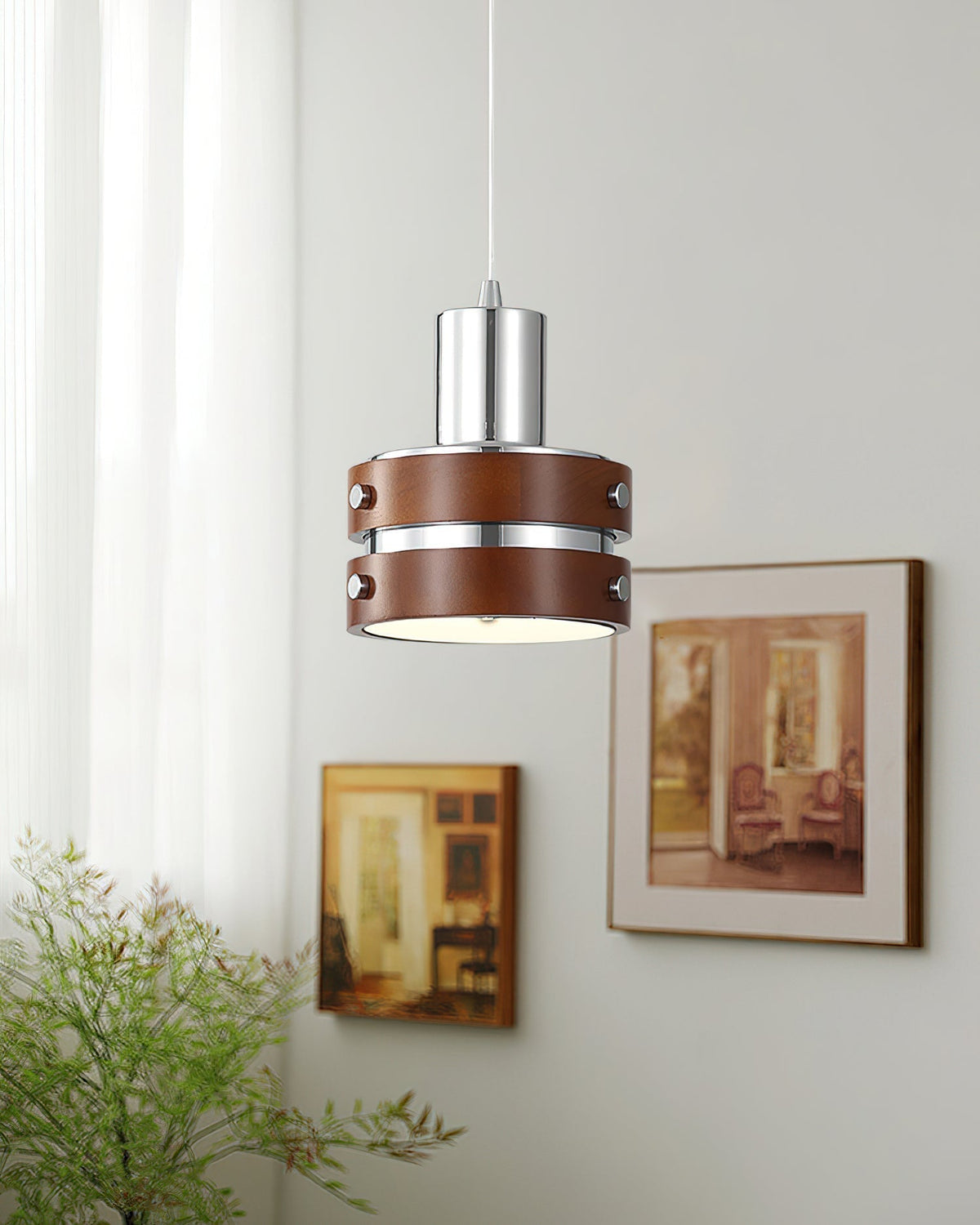 Suspension Volière en noyer et métal – vue 15