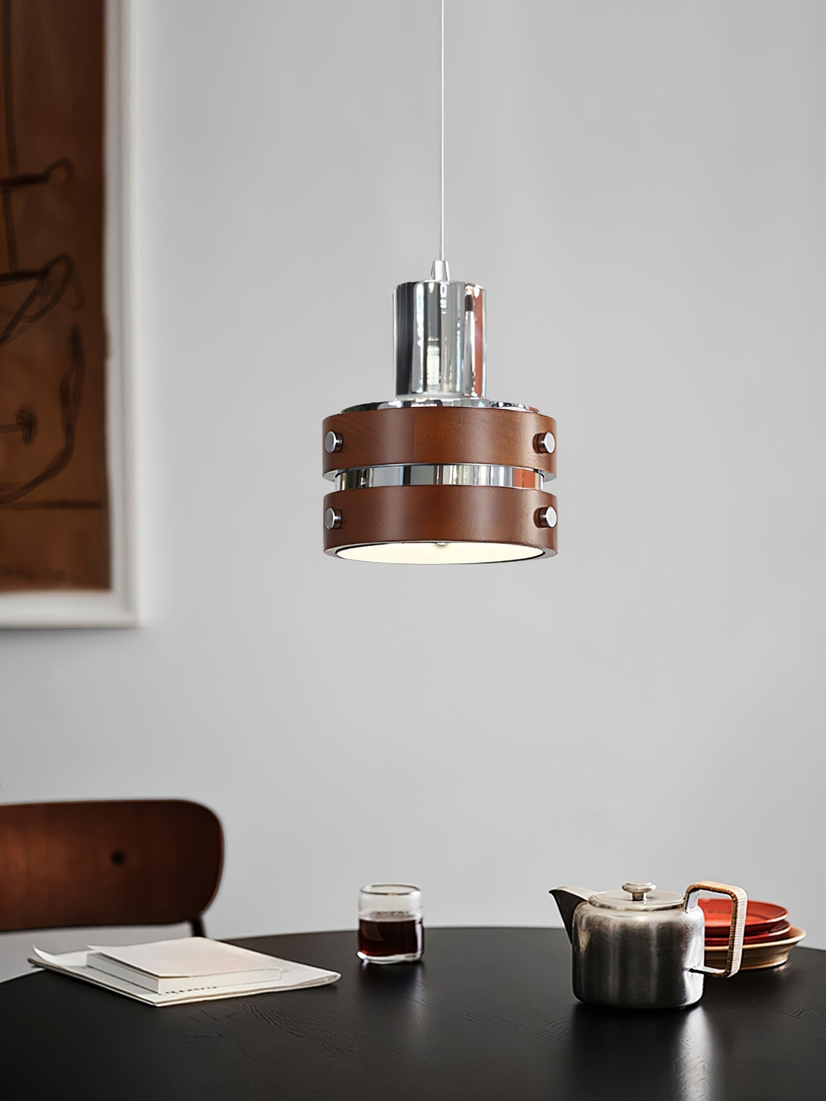 Suspension Volière en noyer et métal – vue 10