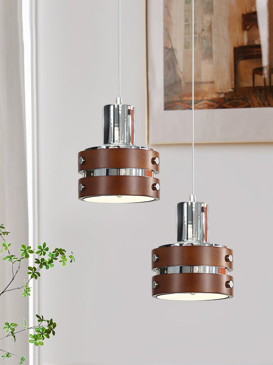 Suspension Volière en noyer et métal – vue 3