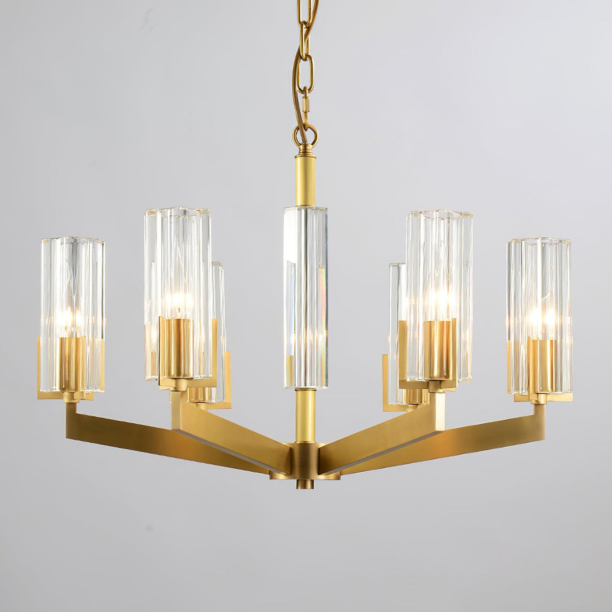 Lustre Source en verre et laiton – vue 6