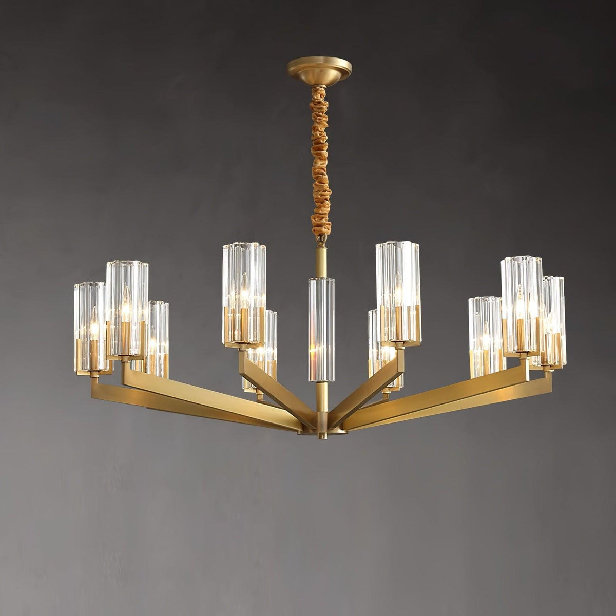 Lustre Source en verre et laiton – vue 17