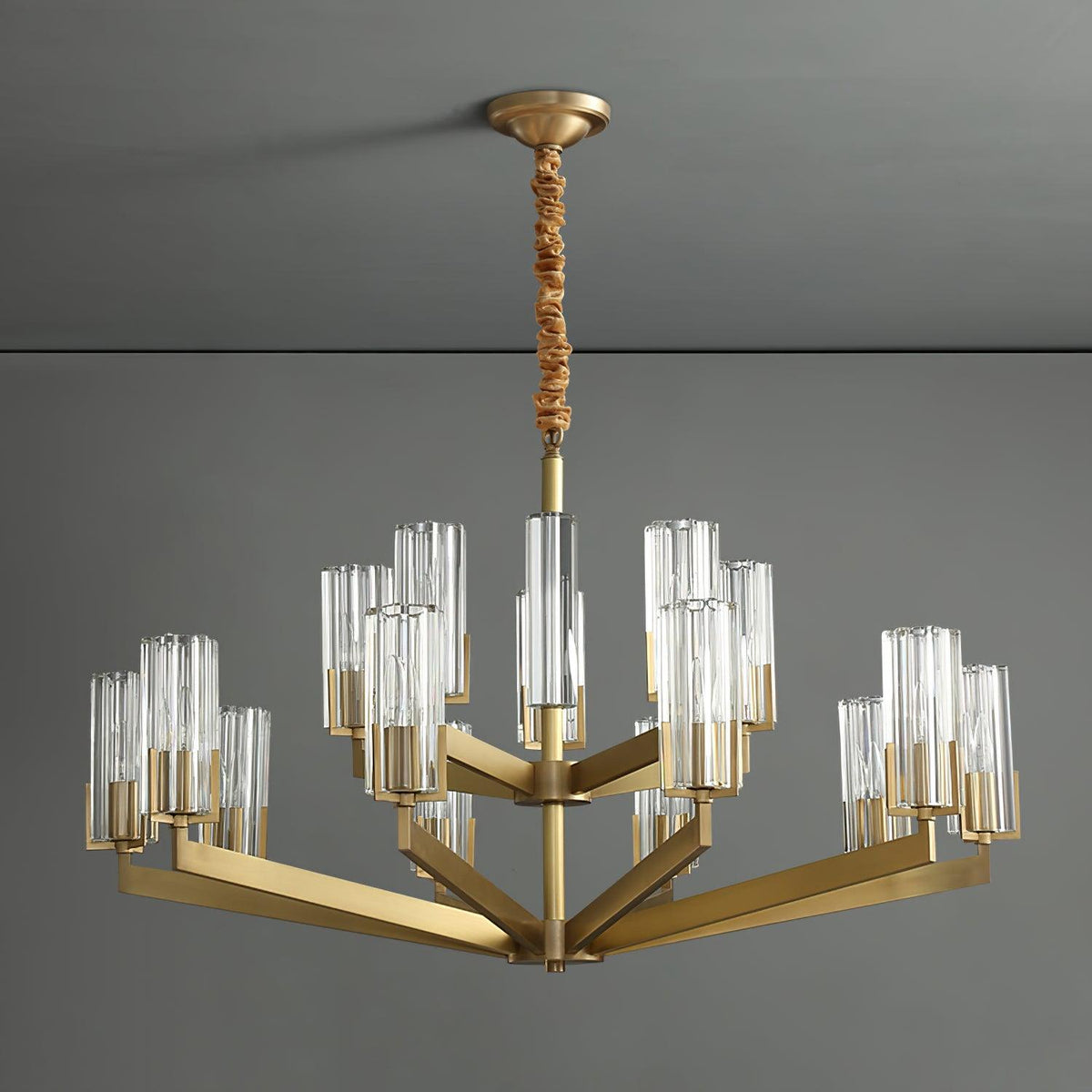 Lustre Source en verre et laiton – vue 33