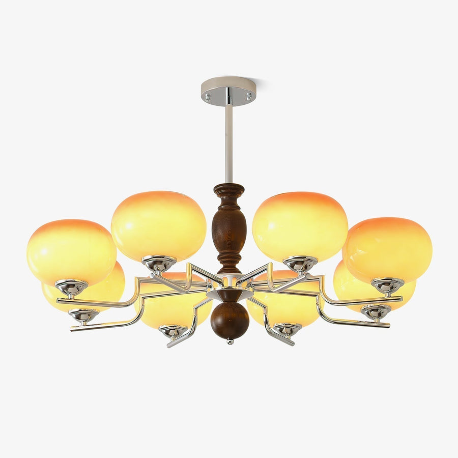 Lustre Galaxie en verre et bois – vue 3