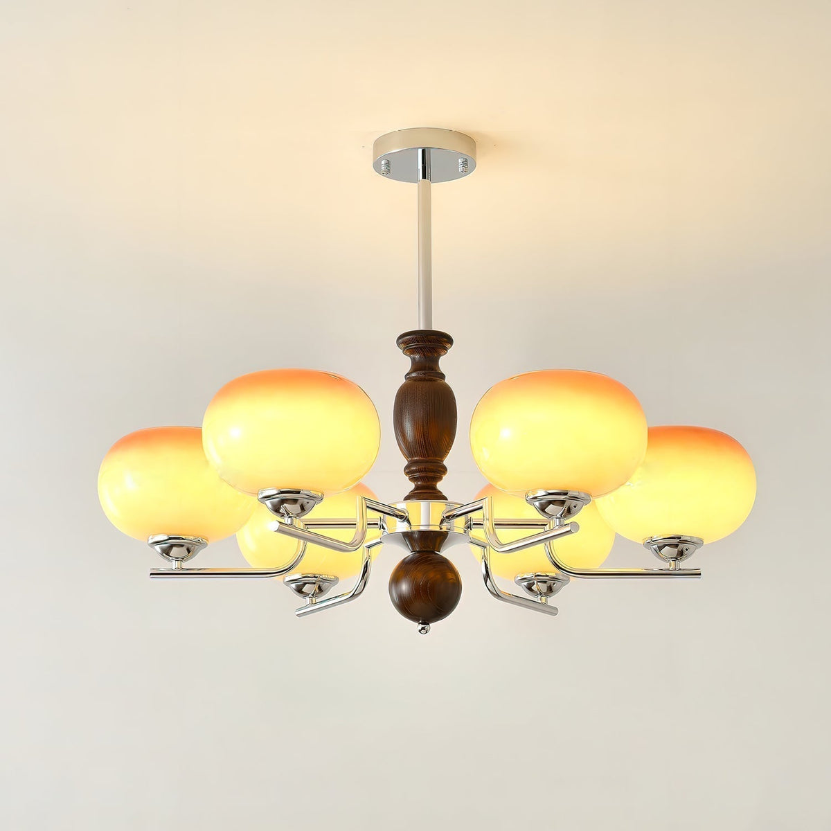 Lustre Galaxie en verre et bois – vue 10