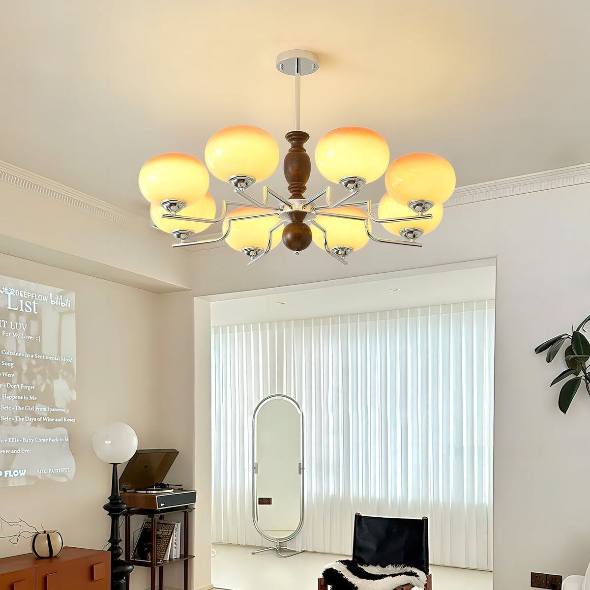 Lustre Galaxie en verre et bois – vue 23