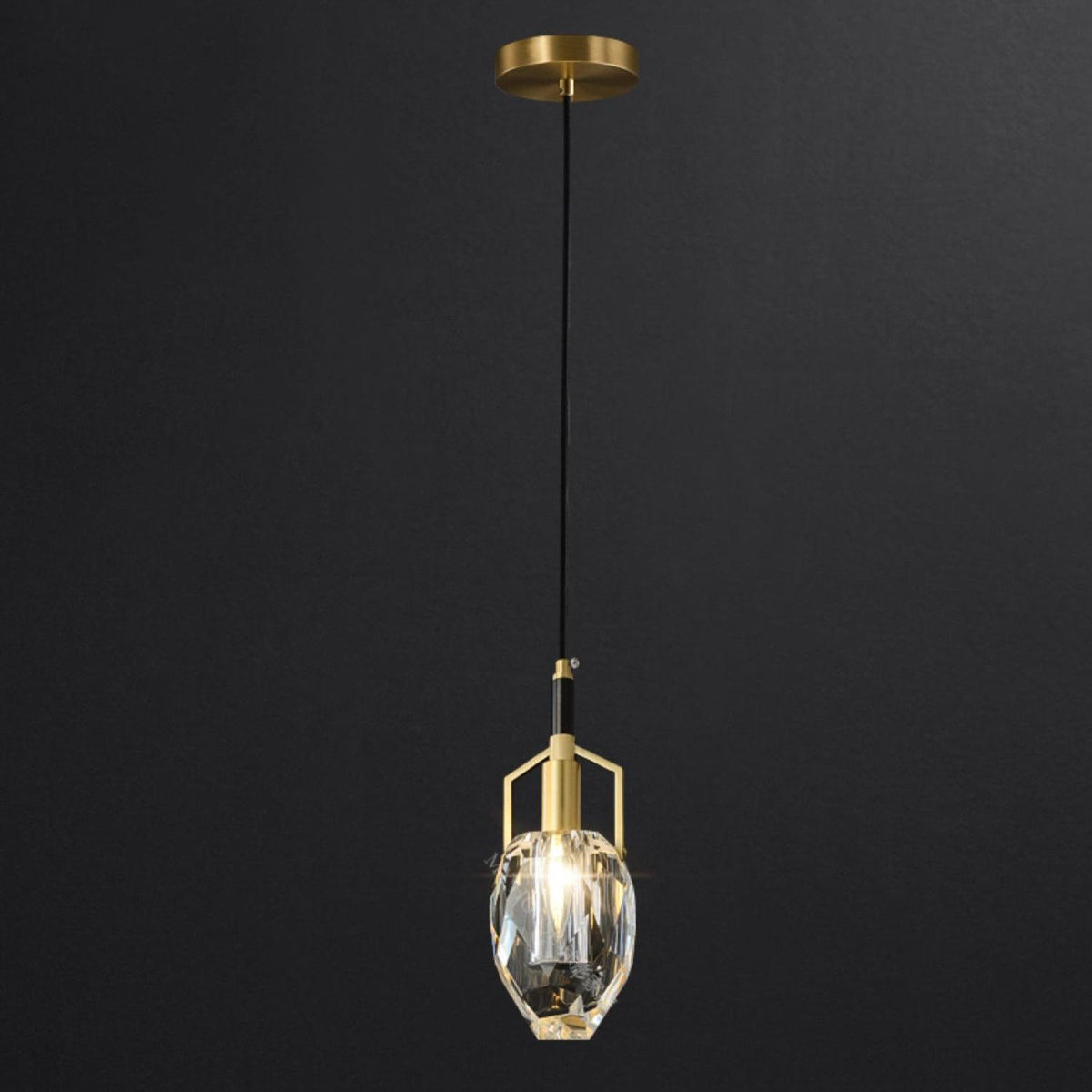 Suspension Léda en cristal et laiton – vue 4
