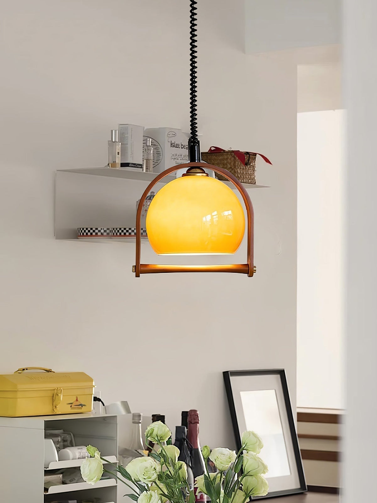 Suspension Orme en verre et bois – vue 18