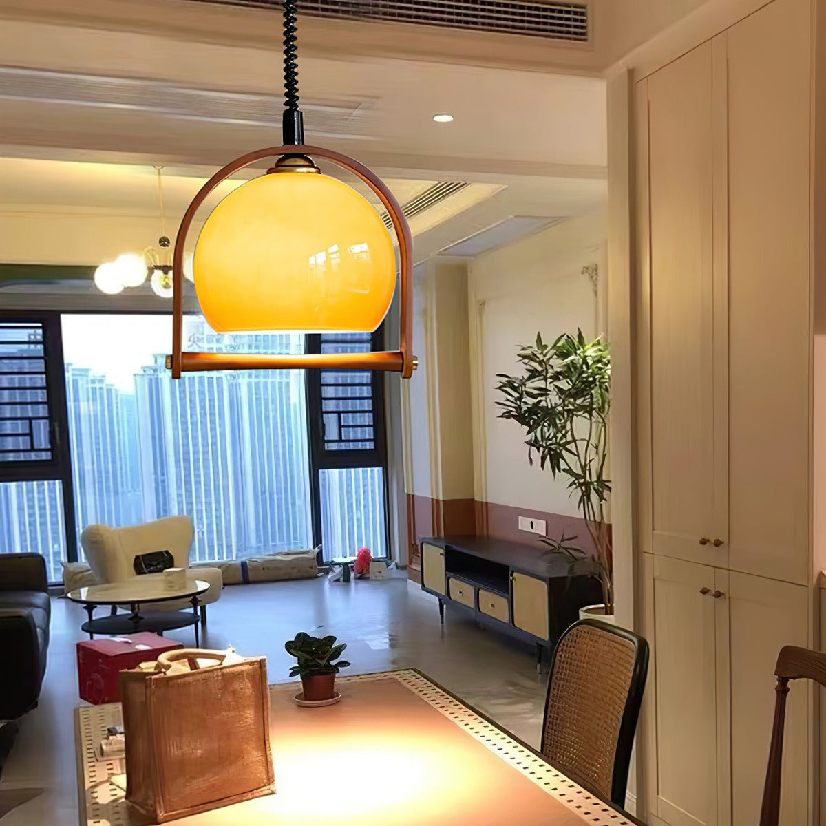 Suspension Orme en verre et bois – vue 11