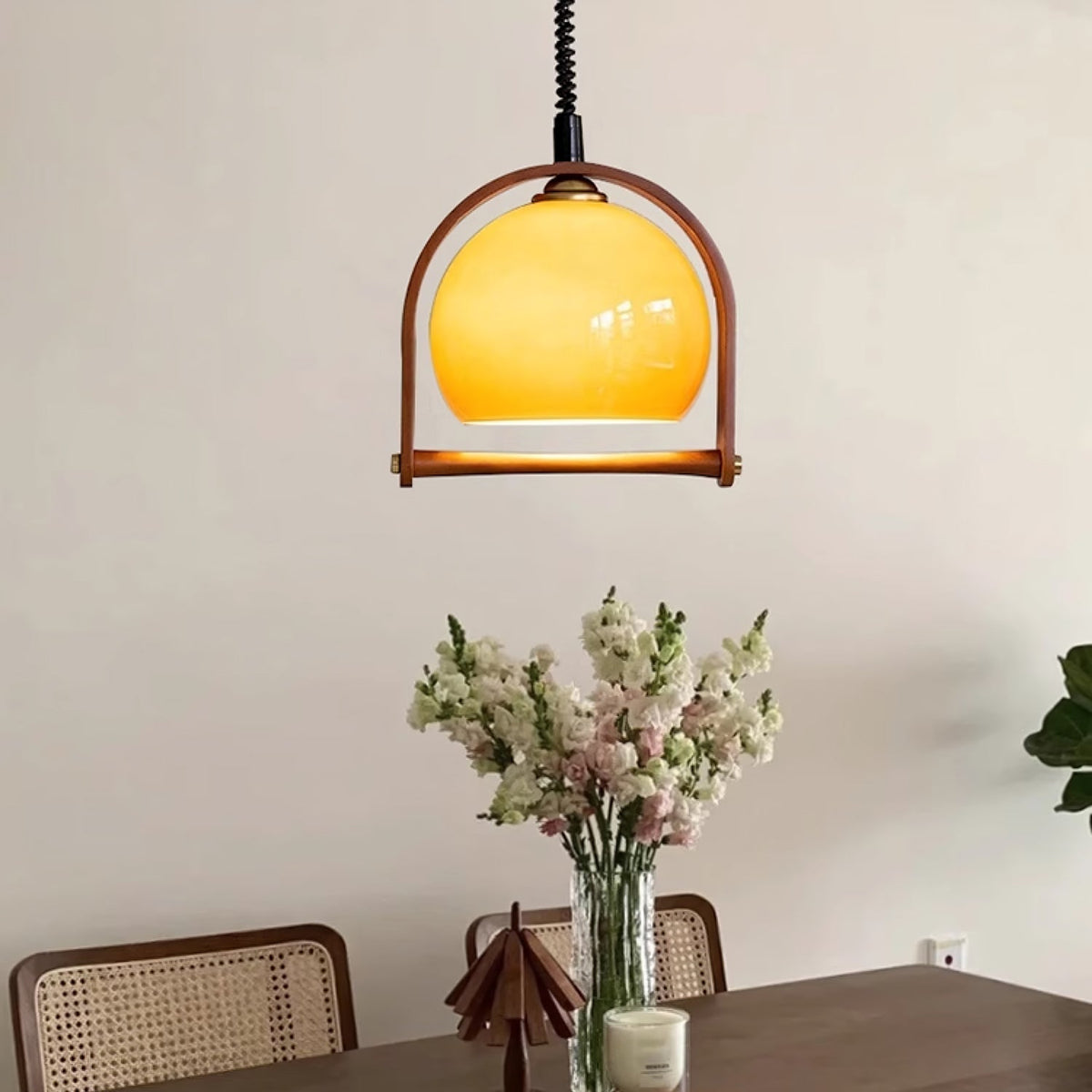 Suspension Orme en verre et bois – vue 10