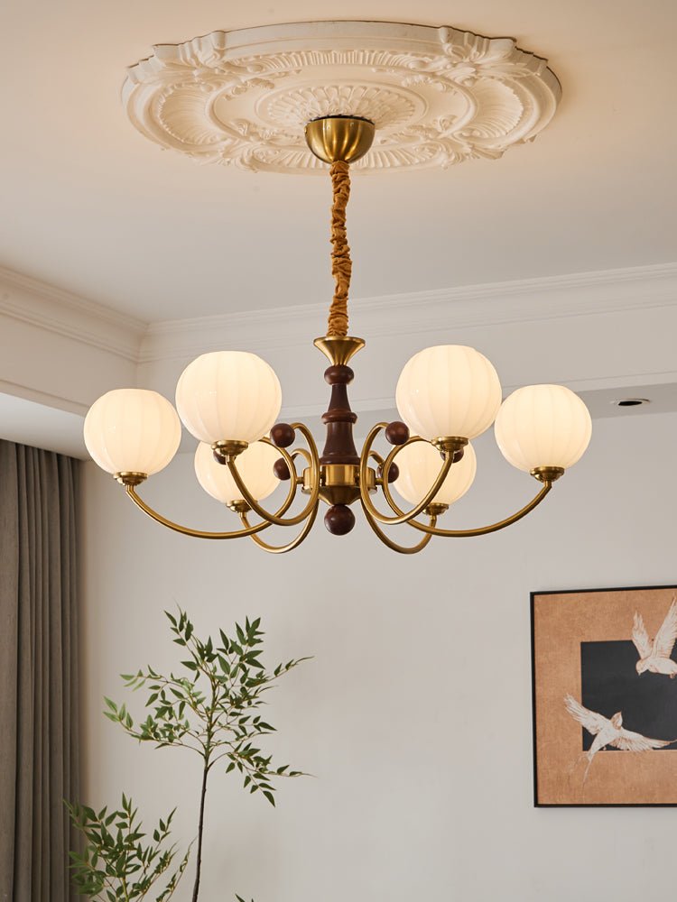 Lustre Malachite en bois et verre – vue 12