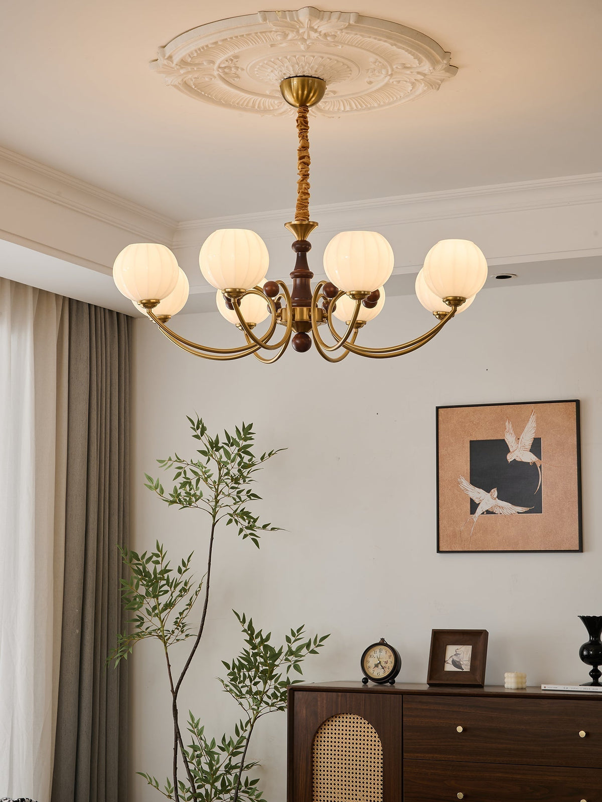 Lustre Malachite en bois et verre – vue 35