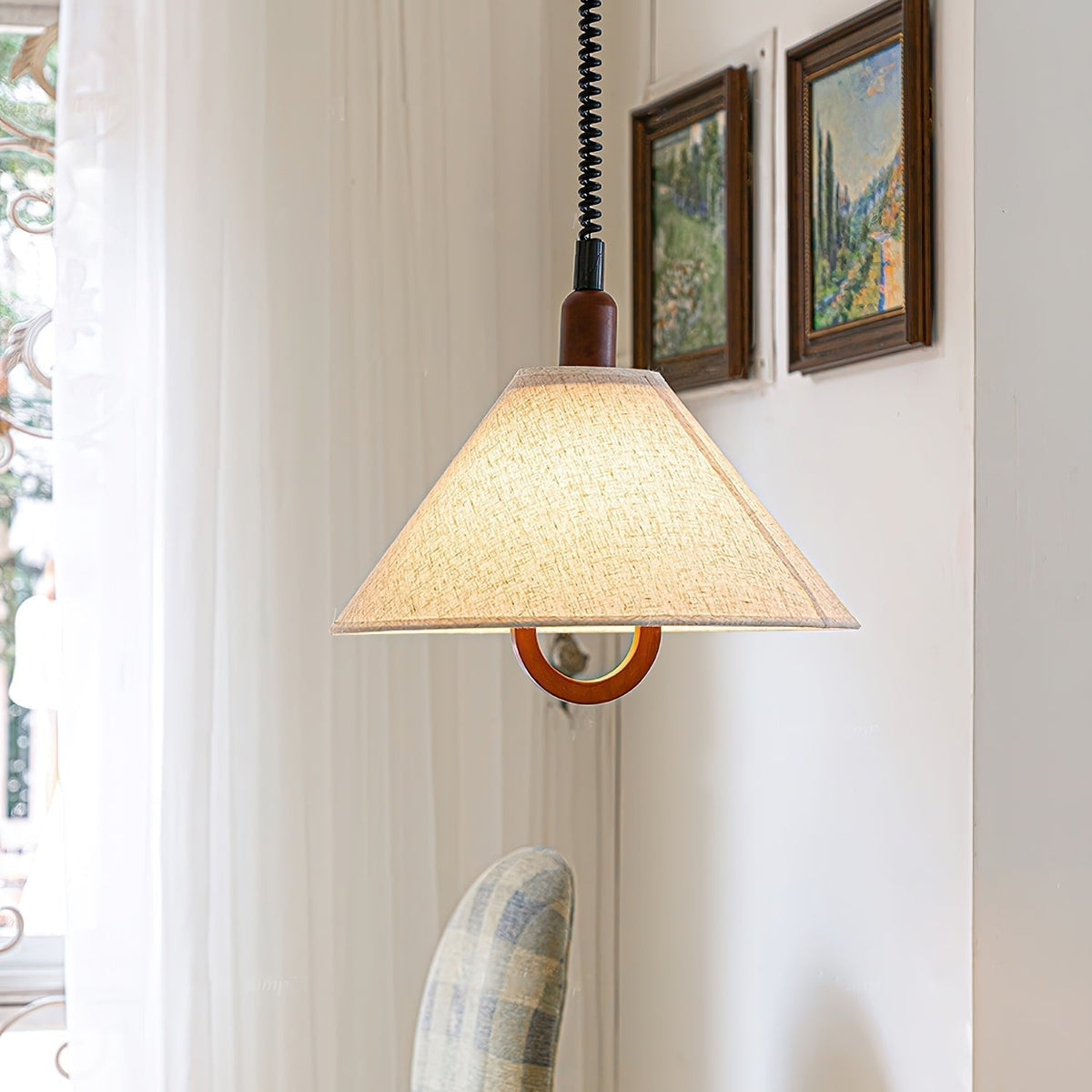 Suspension Lucerne en bois et tissu – vue 4