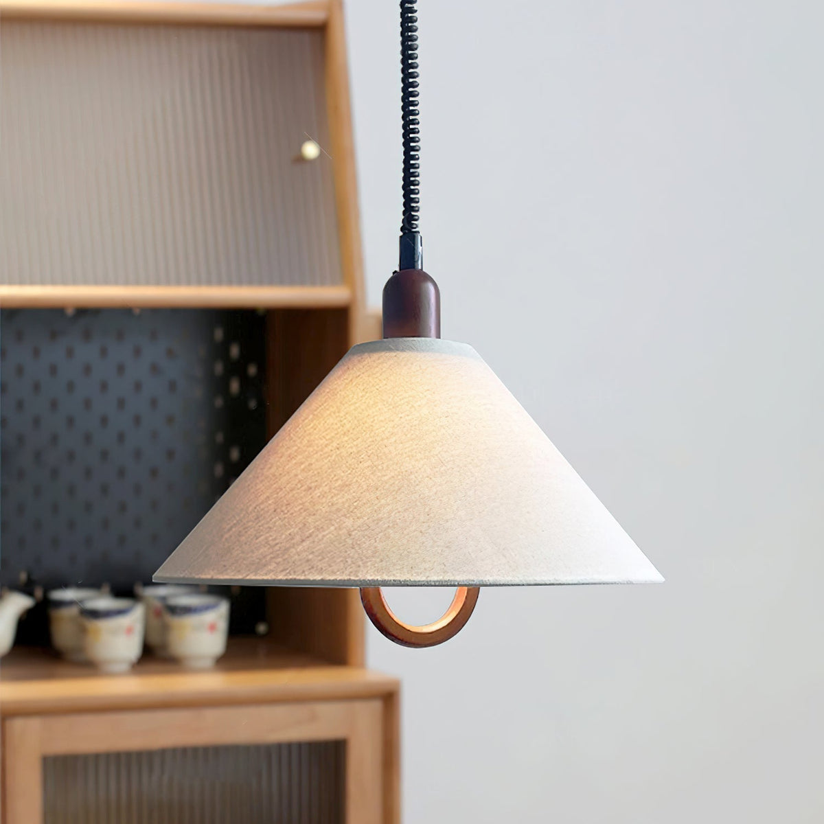 Suspension Lucerne en bois et tissu – vue 15